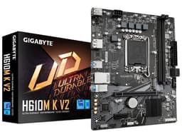 T. Madre GIGABYTE H610M K V2, Chipset Intel H610,Soporta: Intel 14va Generación, Socket 1700,Memoria: DDR5 5600 MHz, 128GB Máx,Integrado: AudioHD, USB 3.2, SATA 3.0 y M.2,Micro ATX, Ptos: 1xPCIE4.0x16, 1xPCIEx1 - imagen 1