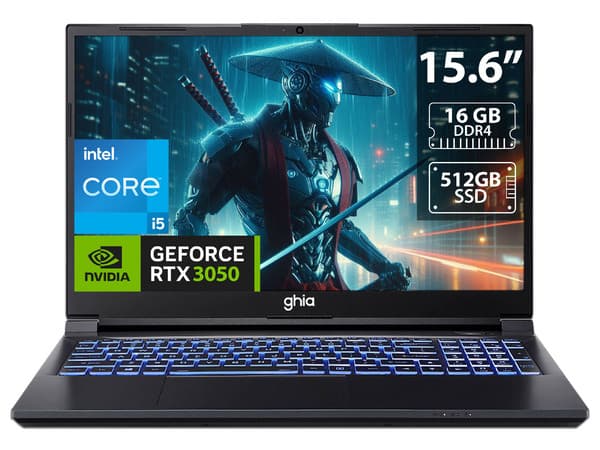 Laptop Gamer GHIA Libero: Procesador Intel Core i5 12450H (hasta 4.4 GHz), Memoria de 16GB DDR4,SSD de 512GB, Pantalla de 15.6" LED Full HD (1920 x 1080),Teclado Retroiluminado,Video NVIDIA GeForce RTX 3050, S.O. Windows 11 Home.