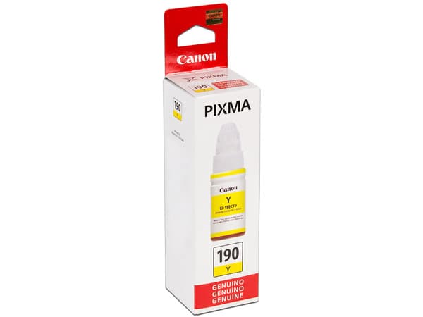 Botella de Tinta Amarilla Canon GI-190 Y, Modelo: 0670C001AB.