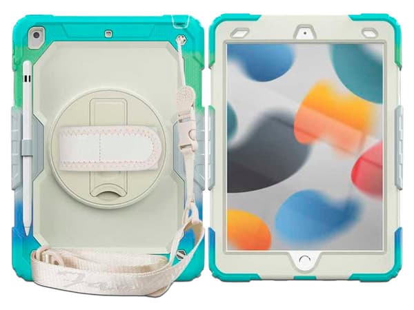 Funda protectora Tekku StrapB para iPad 9, 8 y 7 de 10.2", Multi-color Azul.