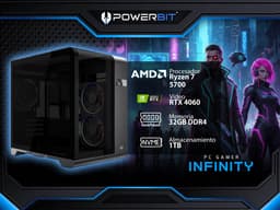 PC de Escritorio Powerbit Infinity:Procesador AMD Ryzen 7 5700 (hasta 4.6 GHz),Memoria de 32GB DDR4, SSD de 1TB,Video NVIDIA GeForce RTX 4060,Sistema Operativo: Windows 11 Home (Versión de Prueba),Incluye 3 Ventiladores RGB. - imagen 1