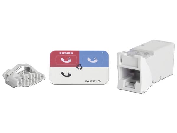 Jack RJ-45 SIEMON Z-MAX UTP Categoría 6, Montaje híbrido en Placa de Pared (Plano y Angulado), Color Blanco.