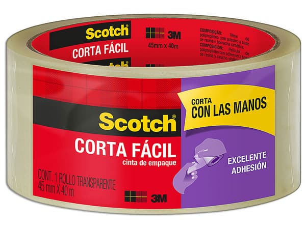 Cinta Scotch 3M, Adhesiva, Corta Fácil, 45 mm x 40 m.