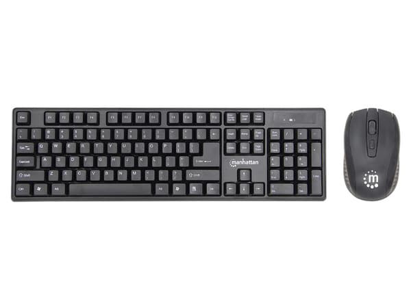 Kit de Teclado y Mouse Óptico Manhattan 178990, Receptor USB, Color Negro.