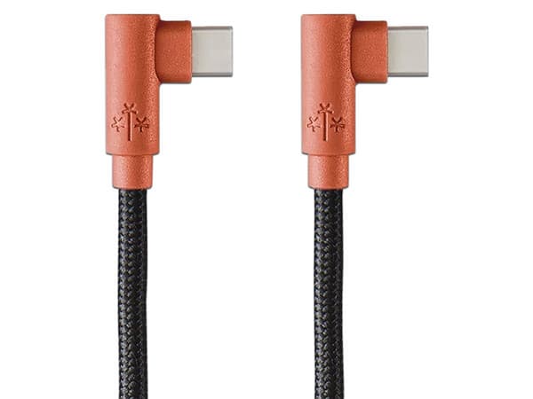 Cable USB Hune AT-ACC-CA-353-COR, de USB-C a USB-C (M-M), Conector de 90 grados, 1.2m, Color Naranja.