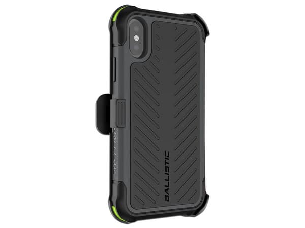 Funda BALLISTIC Tough Jacket Maxx para iPhone Xs, con clip y mica de pantalla. Color Negro.