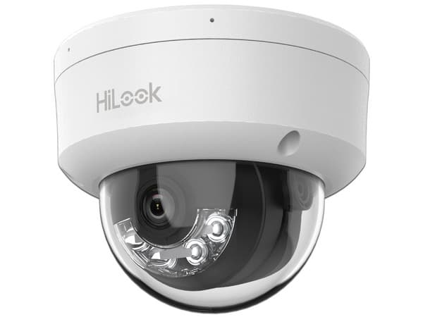 Cámara IP Tipo Domo Hikvision IPC-D120HA-LUC de 2MP, IR de 20 m, Luz Blanca hasta 15 m, Micrófono Integrado, ACUSENSE Lite, PoE.