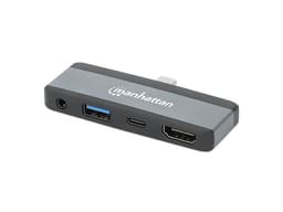 Docking Station USB-C 4 en 1, USB 3.2 Tipo-C a HDMI 4K a 30 Hz, USB-A 10 Gbps, USB-C Power Delivery 100 W, Puerto de Audio 3.5 mm, Aluminio, Negro/Gris Espacial. - imagen 1