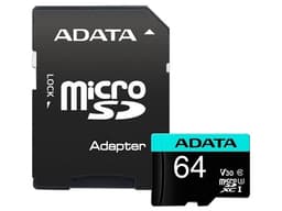 Memoria ADATA Premier Pro MicroSDXC UHS-1 U3 V30 de 64GB, Clase 10, incluye adaptador SD. - imagen 1