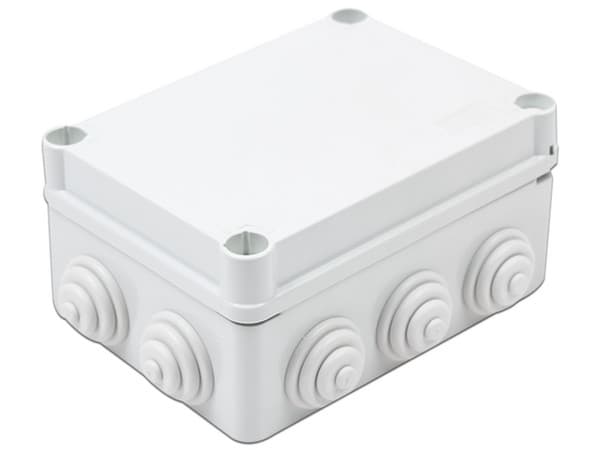 Caja Estanca Gewiss GW-44-026 de derivación De PVC, 10 entradas, auto-extinguible, para exterior. Color Blanco.