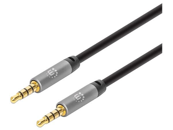 Cable Auxiliar de Audio Manhattan 356015 de 3.5mm (M-M), 5m. Color Negro