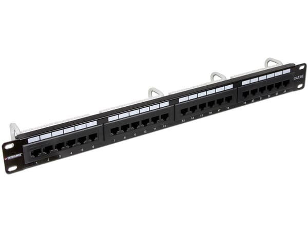 Panel de Parcheo Cat5e Intellinet, 24 puertos, UTP, 1U.