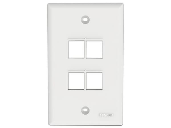Placa de Pared Vertical Panduit NK4FNWH, Salida Para 4 Puertos Keystone. Color Blanco.