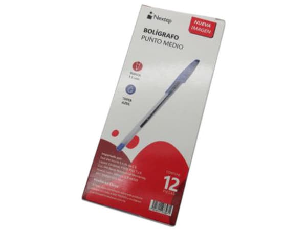 Bolígrafo Nextep NE-060A de Punto Medio 1.0 mm, Color Azul, (12 Piezas).