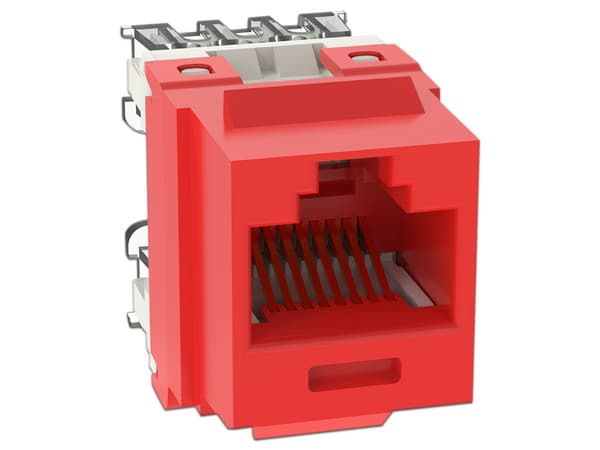 Conector Jack Panduit Estilo 110 de 8 Posiciones, Tipo Keystone, Categoría 6, Color Rojo.
