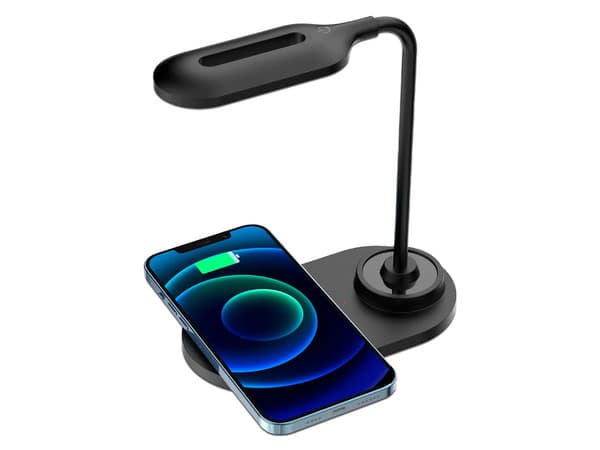 Cargador Inalámbrico Perfect Choice Daylight, 15W, Con Lampara Led, Color Negro.