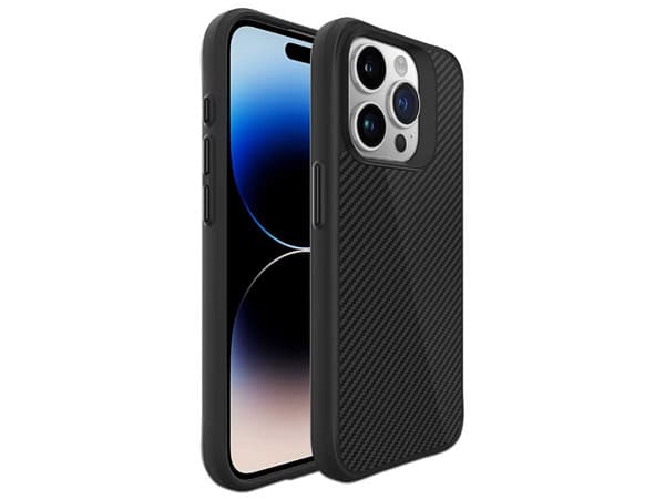 Funda Protectora TEKKU Combat Carbon para iPhone 15 Pro Max, Color Negro.