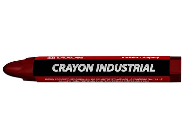 Crayón de cera industrial Dixon, con forma hexagonal y base de cera. Caja con 10 piezas. Color rojo.