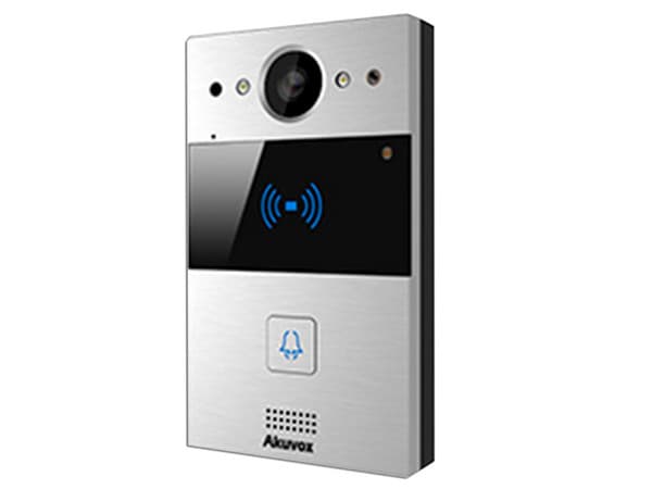 Videoportero Akuvox R20A de un botón con lector de tarjetas, notificación a app o por llamada telefónica, configuración en la nube.
