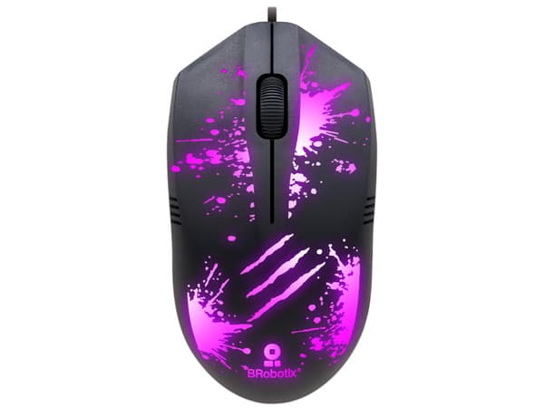 Mouse Gamer BRobotix Xplotion, hasta 1500 dpi, RGB. Color Negro.