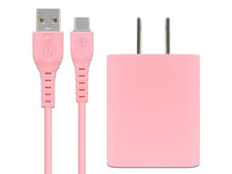 Cargador de Pared BRobotix de Carga Rápida, 2.1A, Incluye Cable USB-A a USB-C. Color Rosa. - imagen 1