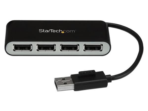 Concentrador HUB USB 2.0 de 4 Puertos con cable integrado.