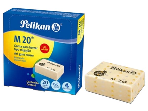 Goma Pelikan de migajón tipo bloque M20 caja con 20 piezas.