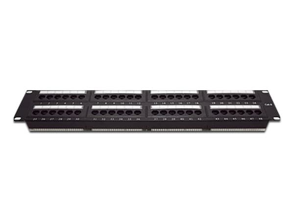 Panel de Parcheo de Impacto Linkedpro LP-PP-608 de 48 Puertos Cat6, 19 Pulgadas, Montaje 2U, Barra Organizadora de Cables.
