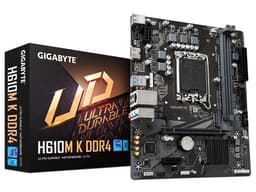 T. Madre GIGABYTE H610M K DDR4, Chipset Intel H610,Soporta: Intel de 12va, 13va y 14va Generación, Socket 1700,Memoria: DDR4 3200/ 2933/ 2133 MHz, 64GB Máx,Integrado: AudioHD, Red, USB 3.2, SATA 3.0 y M.2,Micro-ATX, Ptos: 1xPCIE4.0x16, 1xPCIEx1 - imagen 1