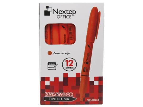 Marcatextos tipo pluma Nextep OFFICE, color naranja. Paquete con 12 piezas