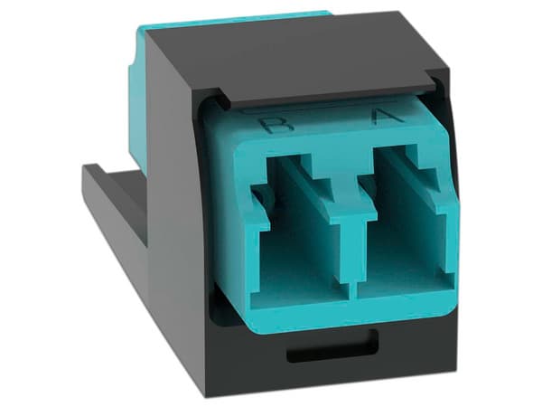 Módulo Acoplador LC Duplex Panduit CMDSAQLCZBL para Fibra Óptica, Multimodo OM3/OM4, Tipo Mini-Com, Color Aqua.