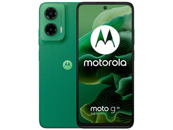 Smartphone Motorola Moto G35 5G: Procesador Unisoc T760 (hasta 2.0 GHz), Memoria RAM de 4GB, Almacenamiento de 256GB, Pantalla LED-Multi-Touch de 6.7" HD+, Bluetooth, Wi-Fi, Cámara principal de 50MP, Android 14, Color Verde.