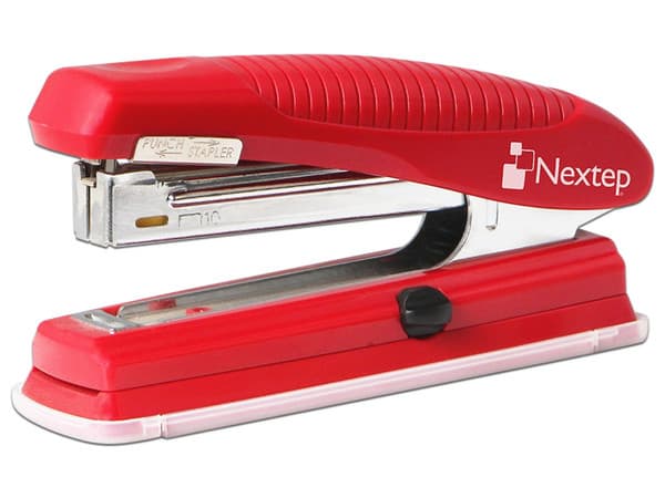 Engrapadora Nextep NE-105D, Media Tira, Color Rojo.