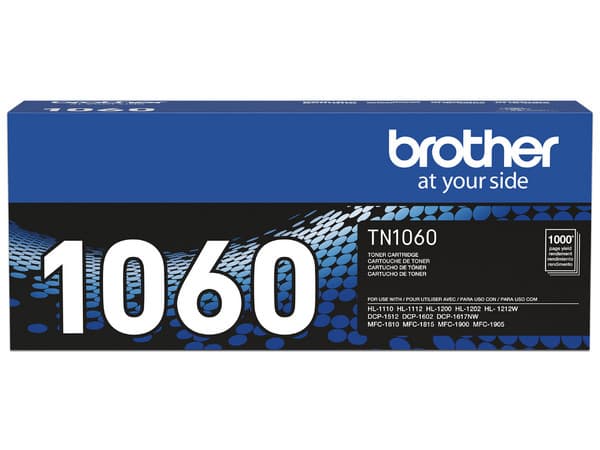 Tóner Brother TN1060 negro, compatible con HL1212W, rendimiento de 1,000 páginas.