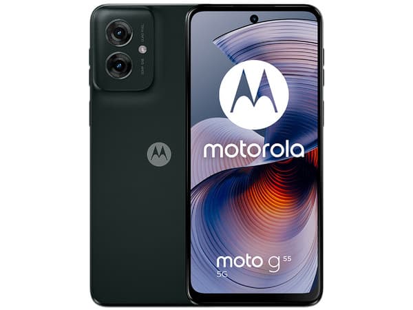 Smartphone Motorola Moto G55 5G: Procesador Mediatek Dimensity 7025 (hasta 2.5 GHz), Memoria RAM de 8GB, Almacenamiento de 256GB, Pantalla LED de 6.5",Cámara Principal de 50MP, Android 14, Color Negro.