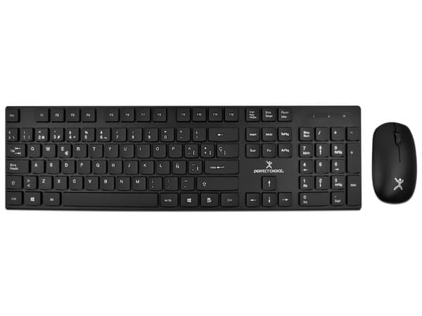 Kit Teclado y Mouse Inalámbricos Perfect Choice PC-201281, USB. Color Negro.