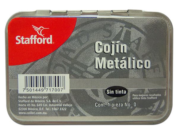 Cojín para Sellos Stafford #0: Metálico, 9x5.5 cm.