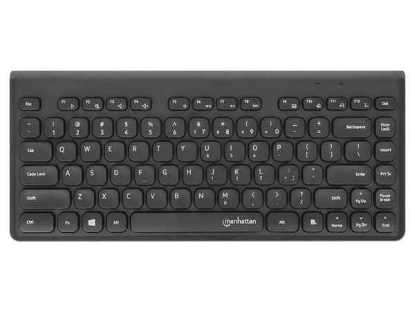 Mini Teclado Inalámbrico USB, 12 Teclas Multimedia, Receptor Nano USB-A, Compacto, Perfil Delgado, Color Negro.