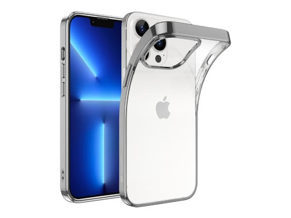 Funda Protectora ESR Project Zero para iPhone 13, Bordes Color Plata. Color Transparente.