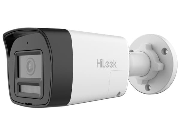 Cámara de Vigilancia Tipo Bala HiLook THC-B127-LTS de 2MP, Lente 2.8mm (1920 x 1080p), IR de hasta 30m + 20m Con Luz Blanca, IP67. Color Blanco.