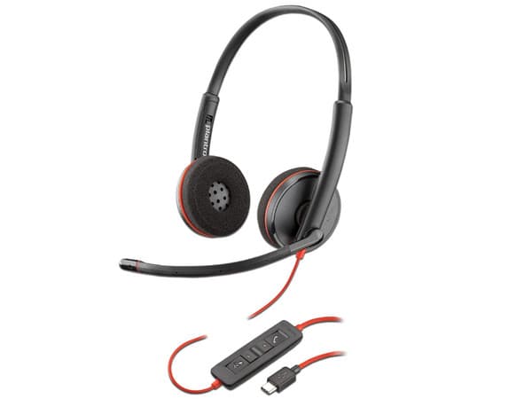 Audífonos tipo Diadema con Micrófono Poly Blackwire 3220, Respuesta de Frecuencia 20Hz-20KHz, USB-C, USB-A, 3.5mm. Color Negro. (Bulk)