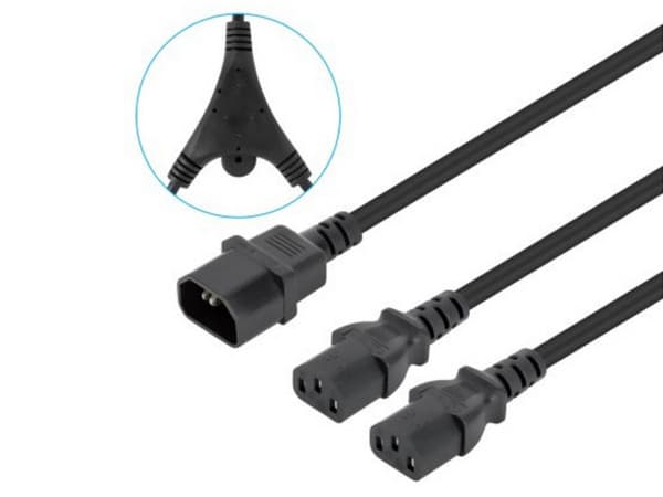 Cable Dual de Alimentación 1 C14 a 2 C13, 10A, 250V, 1.8 m, Negro.