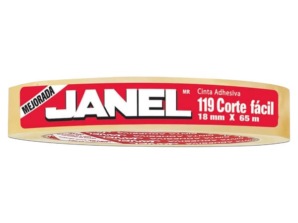 Cinta Adhesiva Janel 119 de 18mm x 65m, Transparente.