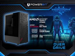 PC Gamer Powerbit Overdrive:Procesador AMD Ryzen 7 5700 (hasta 4.6 GHz),Memoria 32GB DDR4 RGB (3200MHz),SSD NVMe de 1TB,Tarjeta de Video AMD Radeon RX 7600 (8GB GDDR6),S.O. Windows 11 Home (Versión de Prueba).Incluye 4 Ventiladores. - imagen 1