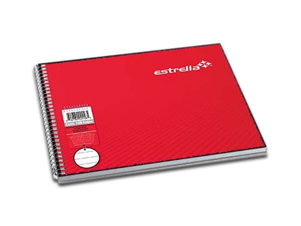 Cuaderno tipo italiano Estrella, cosido, cuadro C7, 100 hojas. Color Rojo.