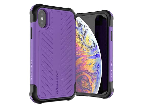 Funda protectora Ballistic Though Jacket para iPhone XS Ma. Color Violeta.