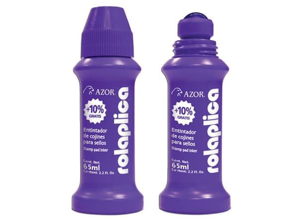 Tinta para sellos Azor con sistema roll-on, color Violeta, 60ml.