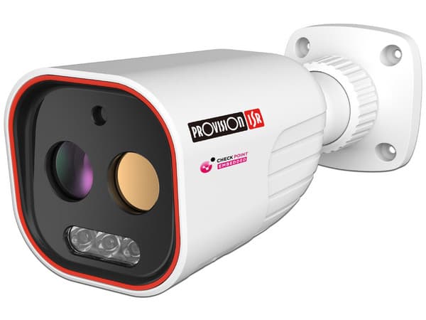 Cámara tipo Bala Dual ProvisionISR, Térmica 3.2 mm, Óptico 4 mm (5 MP), Detección de temperatura hasta 3.5m, Tarjeta SD (no incluye), Termométrica, Detección de Temperatura, Salida de alarma y Alarma de audio.