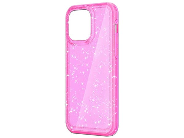 Funda Protectora Tekku, Rígida, para iPhone 15 PRO MAX, Color Rosa Glitter.