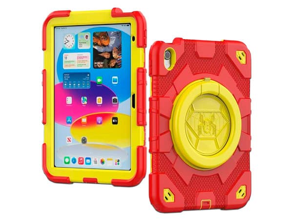 Funda protectora Tekku Spider para iPad 10 de 10.9", Color Rojo/Amarillo.